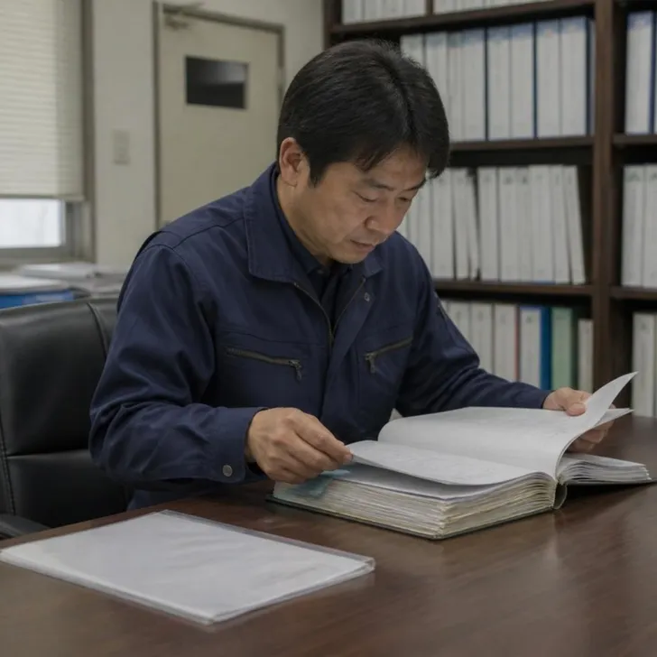 許可通知書の有効期間を確かめる事務担当者(イメージ)